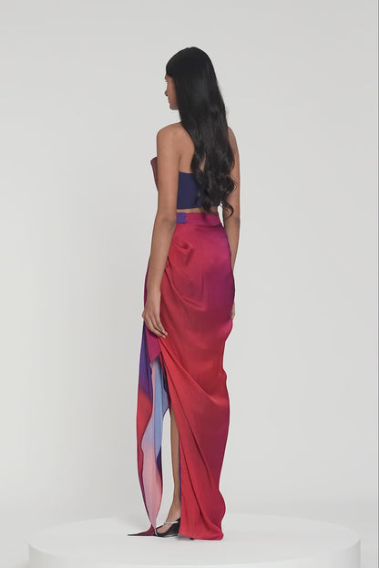 Metallic Watercolor Bustier With Skirt