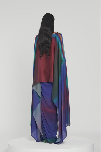 Metallic Watercolor Cape And Skirt