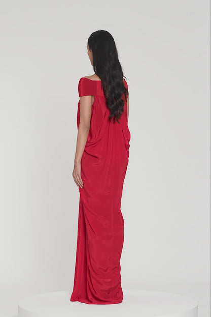 Pleated Cowl Dress