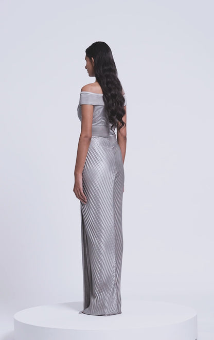 Structured  Plissé Gown