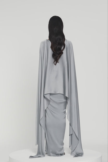 Metallic Fluid Cape And Skirt