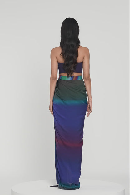 Metallic Watercolor Bustier With Skirt