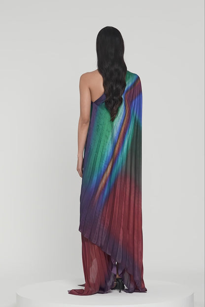 Metallic Watercolor Fluid Dress