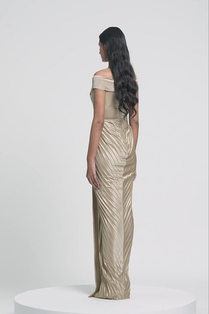Structured  Plissé Gown
