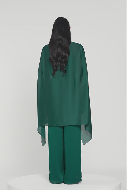 Metallic Structured Cape With Beads