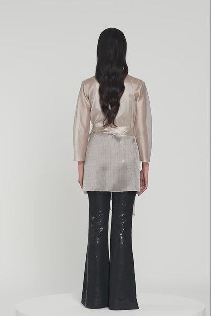 Metallic Draped Shirt