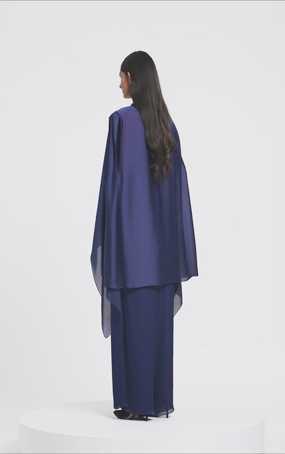 Metallic Structured Cape With Beads