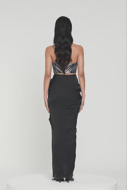 Woven Metallic Bustier And Skirt