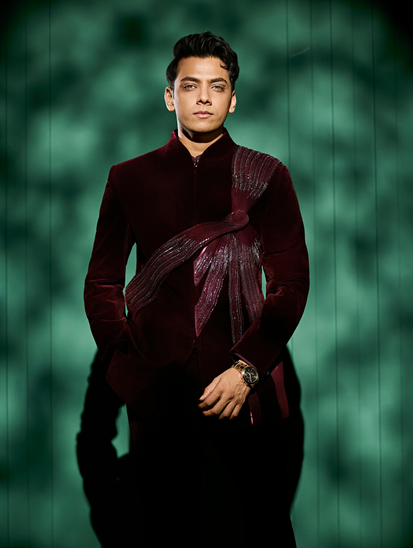 VISHAL JETHWA IN SCULPTED MICRO-PLEATED BANDHGALA